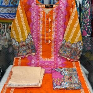 ADS-25009-স্টিচড জমজম সুইচ লন কটন থ্রি পিস